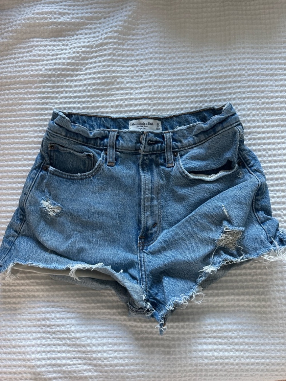 Abercrombie & Fitch Light Blue Distressed High-Rise Denim Cutoff Shorts